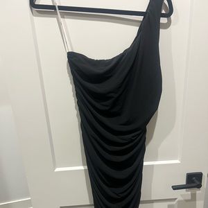 Lulu Black one shoulder midi dress